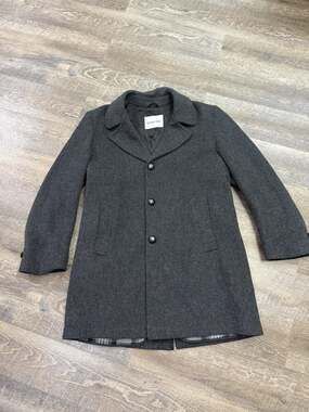 VTG Adams Row wool classic single breasted charcoal over coat 40R MADE in USA